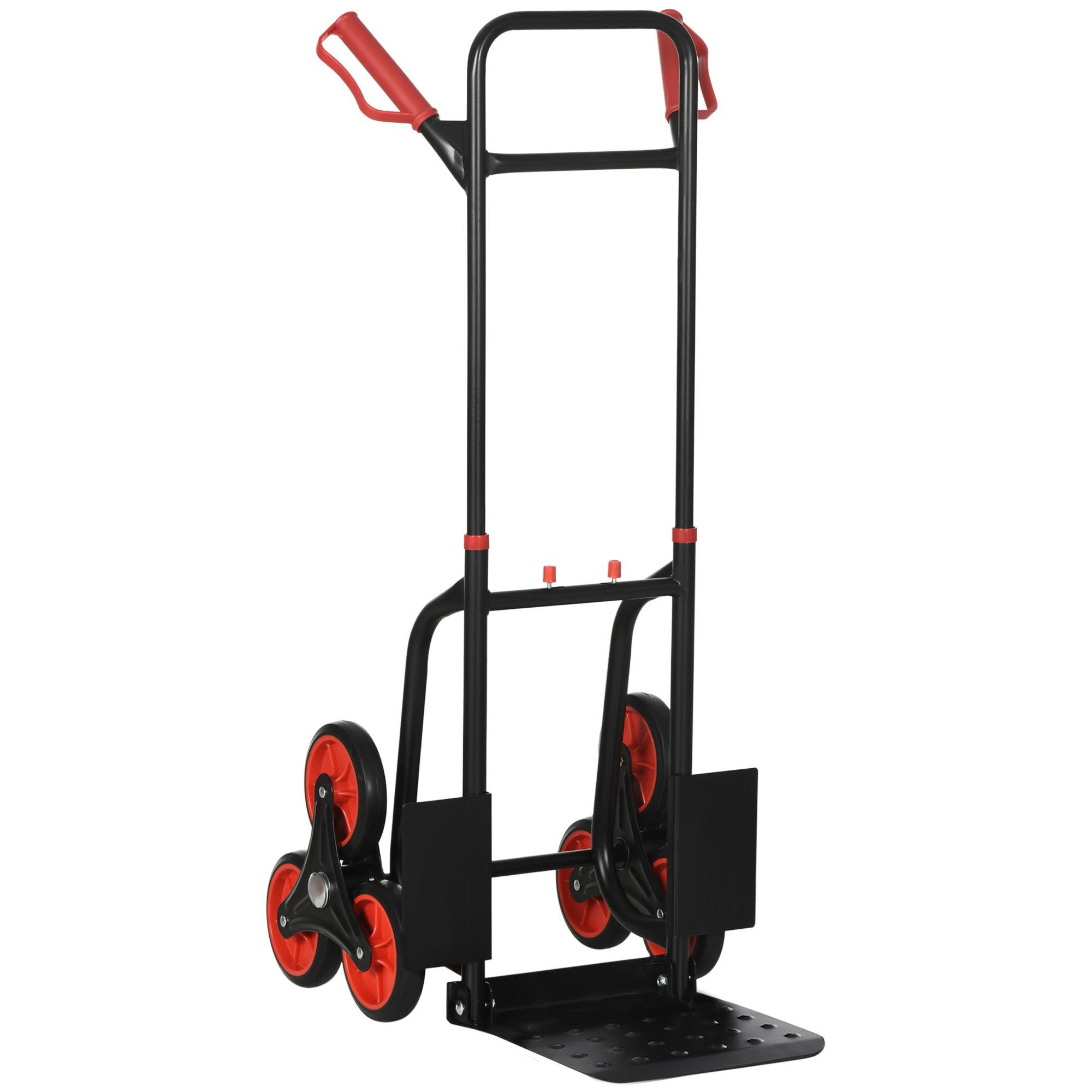 Sammenklappelig trappevogn med stålramme og seks hjul, maks 120 kg